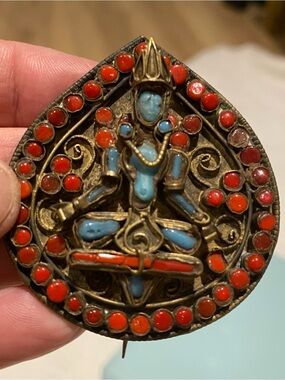 Vintage Unique Meditating Figure Pin